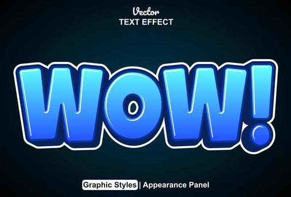 wow text effect with blue color graphic style editable.