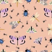 seamless pattern with insect elements vector