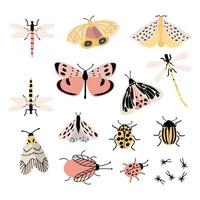 garden collection with bugs and butterflies vector