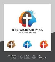 Human Silhouette with a Cross Logo Vector