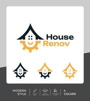 House and Cog or Gear Logo Vector