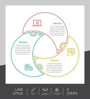 rompecabezas paso infografía vector diseño con 3 pasos vistoso estilo para presentación propósito.línea paso infografía lata ser usado para negocio y márketing