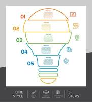 Workflow bulb infographic vector design with 5 steps and line design. Step infographic can be used for presentation, annual report, business purpose.