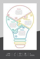 Puzzle step infographic vector design with 4 steps colorful style for presentation purpose.Line step infographic can be used for business and marketing