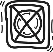 doodle do not tumble dry icon outline vector