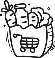 doodle grochery icon outline vector