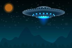 ufo space flying saucer alien ship luminous vector illustration isolated on white background