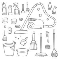 A set of cleaning accessories. vector