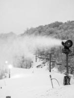snowy cloudy day at beech mountain ski resort in NC photo