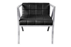 Stainless steel chair with leather cushion isolated. photo