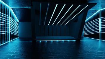 Neon Glow Underground Lights Sci Fi Futuristic Metal Concrete Realistic Tunnel photo