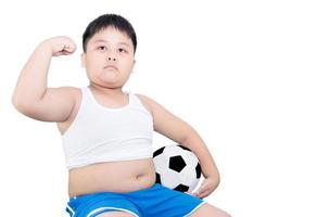 fat boy hold football photo