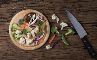 mix fresh vegetable on wood photo