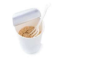 Instant noodles on white background photo