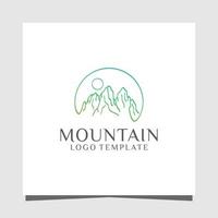 Mountain line art minimalist premium logo design template vector