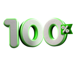 3d number 100 percentage green white, promo sale, sale discount png