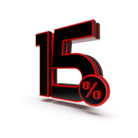 3d number 15 percentage red black, sale discount, sale promo png
