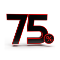 3d number 75 percentage red black, sale discount, sale promo png