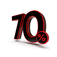 3d numero 70 percentuale rosso Nero, vendita sconto, vendita promo png