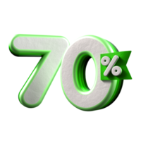 3d siffra 70 procentsats grön vit, promo försäljning, försäljning rabatt png