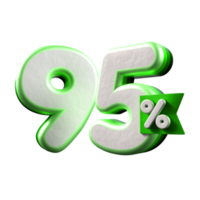 3d nombre 95 pourcentage vert blanc, promo vente, vente remise png