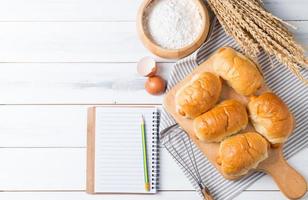 bread  on wood  background photo