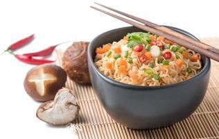 Instant noodles with vegetable isolated photo