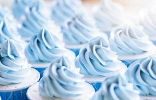 Cute light blue cup cake, Unhealthy food photo