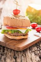 Beef Hamburger, homemade hamburger with fresh vegetables photo