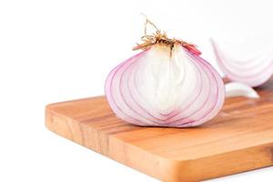 Sliced fresh shallot or onion photo