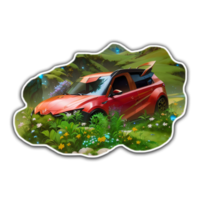 lindo vermelho carro dentro selva png