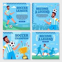 Set of Soccer Player Social Media Posts vector