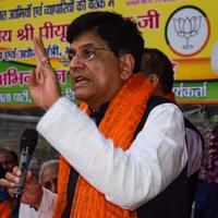 New Delhi, India - November 27 2022 - Piyush Goyal Cabinet Minister and core member of Bharatiya Janata Party BJP during a rally in support of BJP candidate ahead of MCD local body Elections 2022 photo