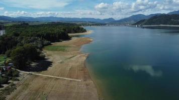 Aerial view of Liptovska Mara reservoir in Slovakia. Water surface photo