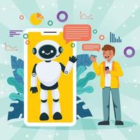 Virtual Assistant Robot Answering Your Questions vector