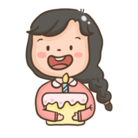 pequeño niña con pastel png