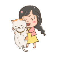 Little girl with cat png