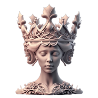 plaster face of a girl with a crown created png
