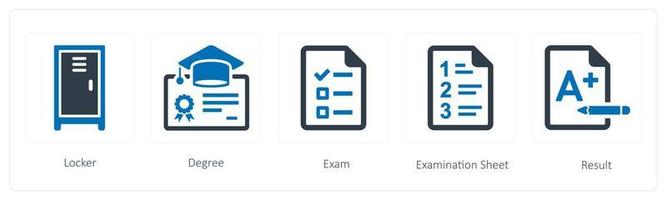 un conjunto de 5 5 educación íconos tal como armario, la licenciatura y examen vector