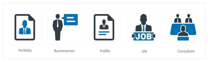 A set of 5 Human Resource icons such as portfolio, businessman and profile vector