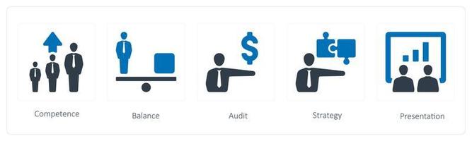 A set of 5 Human Resource icons such as Competence, balance and audit vector