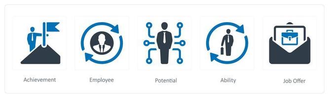 un conjunto de 5 5 humano recurso íconos tal como logro, empleado y capacidad vector