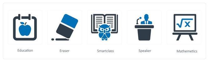 A set of 5 Education icons such as education, eraser and smart class vector