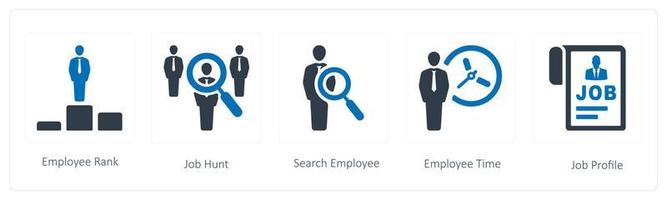 A set of 5 Human Resource icons such as employee rank, job hunt and search employee vector