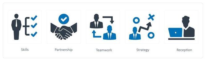 A set of 5 Human Resource icons such as skills, partnership and teamwork vector