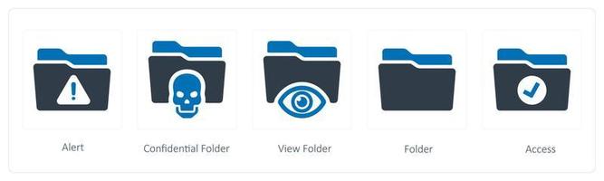 A set of 5 Folder icons such as alert, confidential folder and view folder vector