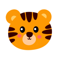 Cartoon head cute tiger. png