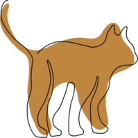 simplicity cat freehand continuous line drawing. png