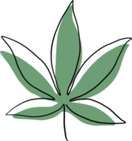 simplicity cannabis leaf continuous freehand drawing. png