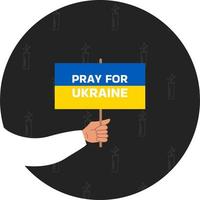 hand holding a poster with the flag of turkey with the  text Pray for Ukraine on the background of candles vector